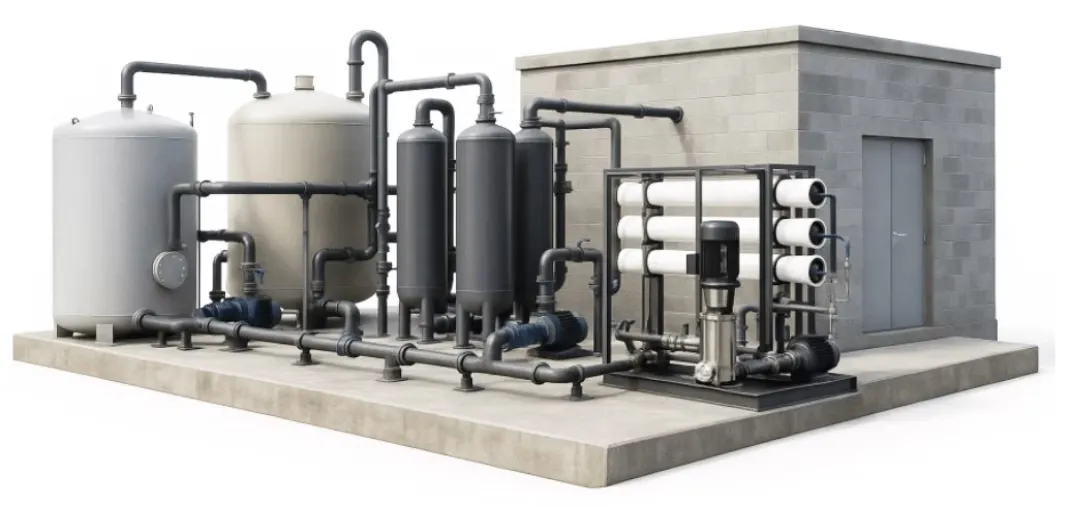 Diagram of the measuring points in a water purification & treatment (upw)